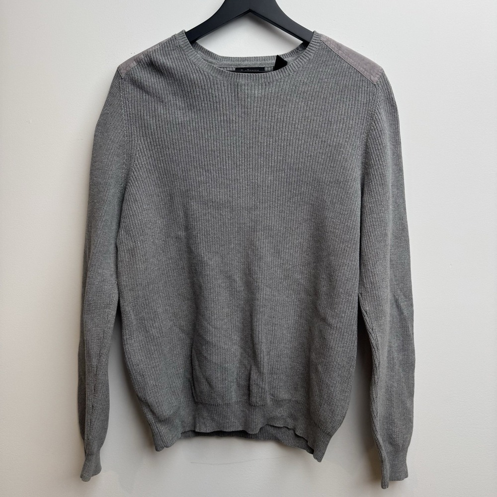 Van Heusen Men's Long Sleeve Sweater Crewneck Gray Acrylic Knit Size Medium